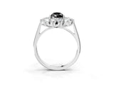 White gold Fancy Black Pear Cut Diamond Floral Double Halo Engagement Ring with Prong Setting_87