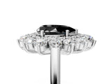 White gold Fancy Black Pear Cut Diamond Floral Double Halo Engagement Ring with Prong Setting_89