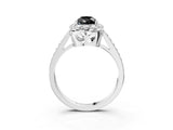 White gold Fancy Black Pear Cut Diamond Floral Halo Ring with Pavé Band and Prong Setting_10