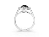 White gold Fancy Black Pear Cut Diamond Floral Halo Split Shank Prong Setting Ring_3