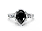White gold Fancy Black Pear Cut Diamond Halo Pave Band with Four-Prong Setting_3