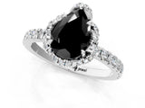 White gold Fancy Black Pear Cut Diamond Halo Pave Band with Four-Prong Setting_4
