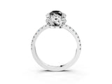 White gold Fancy Black Pear Cut Diamond Halo Pave Band with Four-Prong Setting_6