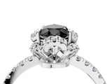 White gold Fancy Black Pear Cut Diamond Halo Pave Band with Four-Prong Setting_7