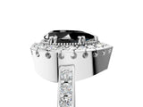 White gold Fancy Black Pear Cut Diamond Halo Ring with Pavé Band and Prong Setting_17
