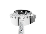 White gold Fancy Black Pear Cut Diamond Halo Ring with Pavé Band and Prong Setting_5