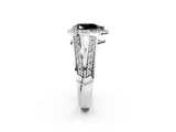 White gold Fancy Black Pear Cut Diamond Halo Ring with Split Shank Pavé Band and Four-Prong Setting_14