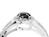 White gold Fancy Black Pear Cut Diamond Halo Ring with Split Shank Pavé Band and Four-Prong Setting_16