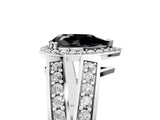 White gold Fancy Black Pear Cut Diamond Halo Ring with Split Shank Pavé Band and Four-Prong Setting_17