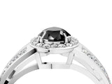 White gold Fancy Black Pear Cut Diamond Halo Ring with Split Shank Pavé Band and Four-Prong Setting_39