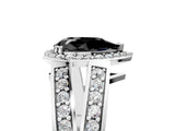 White gold Fancy Black Pear Cut Diamond Halo Ring with Split Shank Pavé Band and Four-Prong Setting_40