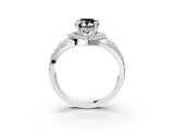 White gold Fancy Black Pear Cut Diamond Halo Ring with Split Shank and Bezel Accents and Four-Prong Setting_3