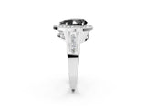 White gold Fancy Black Pear Cut Diamond Halo Ring with Split Shank and Bezel Accents and Prong Setting_2