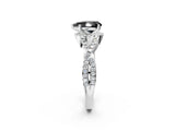 White gold Fancy Black Pear Cut Diamond  Halo Twist Band Solitaire Prong Setting Ring_14
