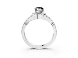 White gold Fancy Black Pear Cut Diamond  Halo Twist Band Solitaire Prong Setting Ring_15