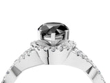 White gold Fancy Black Pear Cut Diamond  Halo Twist Band Solitaire Prong Setting Ring_16