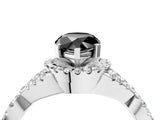 White gold Fancy Black Pear Cut Diamond  Halo Twist Band Solitaire Prong Setting Ring_16