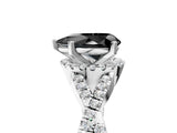White gold Fancy Black Pear Cut Diamond  Halo Twist Band Solitaire Prong Setting Ring_17