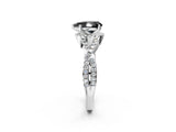 White gold Fancy Black Pear Cut Diamond Halo Twist Band Solitaire Prong Setting Ring_2