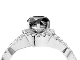 White gold Fancy Black Pear Cut Diamond Halo Twist Band Solitaire Prong Setting Ring_4