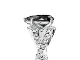 White gold Fancy Black Pear Cut Diamond Halo Twist Band Solitaire Prong Setting Ring_5