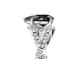 White gold Fancy Black Pear Cut Diamond  Halo Twist Band Solitaire Prong Setting Ring_60