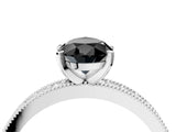 White gold Fancy Black Pear Cut Diamond Milgrain Pavé Engagement Ring with Four-Prong Setting_4