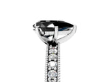 White gold Fancy Black Pear Cut Diamond Milgrain Pavé Engagement Ring with Four-Prong Setting_5