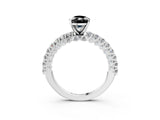 White gold Fancy Black Pear Cut Diamond Pavé Band Solitaire Ring with Prong Setting_27