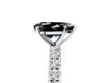 White gold Fancy Black Pear Cut Diamond Pavé Band Solitaire Ring with Prong Setting_29