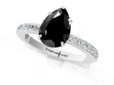 White gold Fancy Black Pear Cut Diamond Pavé Engagement Ring with Round  Accents and Prong Setting_25