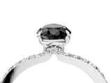 White gold Fancy Black Pear Cut Diamond Pavé Engagement Ring with Round  Accents and Prong Setting_28