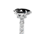 White gold Fancy Black Pear Cut Diamond Pavé Engagement Ring with Round  Accents and Prong Setting_29