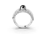 White gold Fancy Black Pear Cut Diamond Pave Art Deco Split Shank Ring with Four-Prong Setting_3