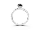 White gold Fancy Black Pear Cut Diamond Pave Band Solitaire Ring with Round  and Prong Setting_75