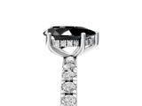 White gold Fancy Black Pear Cut Diamond Pave Band Solitaire Ring with Round  and Prong Setting_77