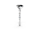 White gold Fancy Black Pear Cut Diamond Prong Set Engagement Ring with Pave Band_2