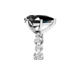 White gold Fancy Black Pear Cut Diamond Prong Set Engagement Ring with Pave Band_5