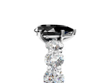 White gold Fancy Black Pear Cut Diamond Prong Setting with Side Stones on a Pave Band_5