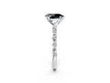 White gold Fancy Black Pear Cut Diamond Ring with Marquise and Round  Side Stones and Four-Prong Setting_86