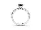 White gold Fancy Black Pear Cut Diamond Ring with Marquise and Round  Side Stones and Four-Prong Setting_87