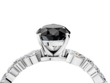 White gold Fancy Black Pear Cut Diamond Ring with Marquise and Round  Side Stones and Four-Prong Setting_88