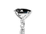 White gold Fancy Black Pear Cut Diamond Ring with Marquise and Round  Side Stones and Four-Prong Setting_89