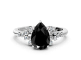 White gold Fancy Black Pear Cut Diamond Ring with Side Stones and Four-Prong Setting_60