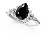 White gold Fancy Black Pear Cut Diamond Ring with Side Stones and Four-Prong Setting_61