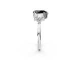 White gold Fancy Black Pear Cut Diamond Ring with Side Stones and Four-Prong Setting_62