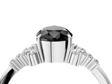 White gold Fancy Black Pear Cut Diamond Ring with Side Stones and Four-Prong Setting_64