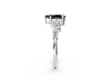 White gold Fancy Black Pear Cut Diamond Scattered Round Accent Ring with Prong Setting_14