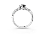 White gold Fancy Black Pear Cut Diamond Scattered Round Accent Ring with Prong Setting_15