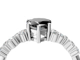 White gold Fancy Black Pear Cut Diamond Scattered Round Accent Ring with Prong Setting_16